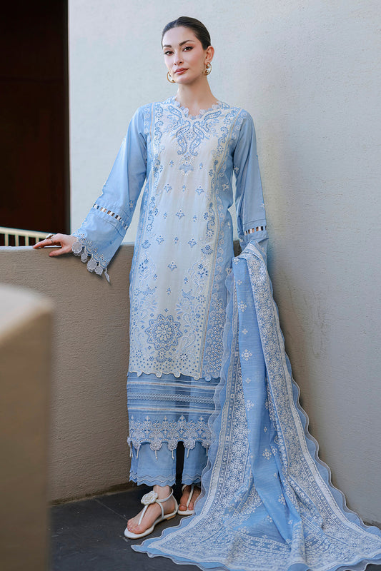 Sky Blue | Zellbury 3pc Unstitched Chikankari