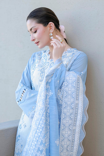 Sky Blue | Zellbury 3pc Unstitched Chikankari