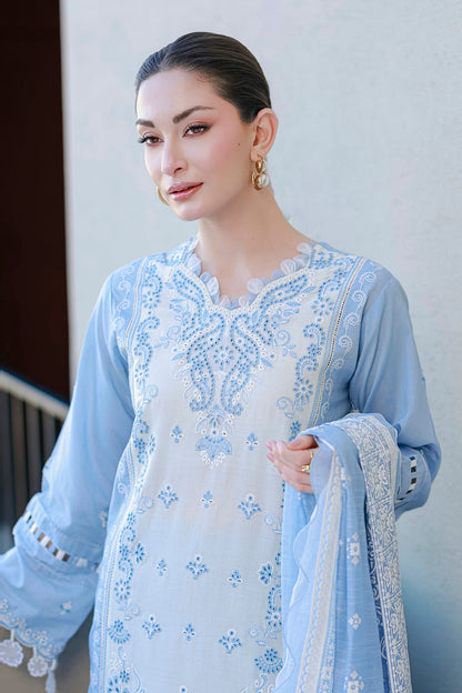 Sky Blue | Zellbury 3pc Unstitched Chikankari