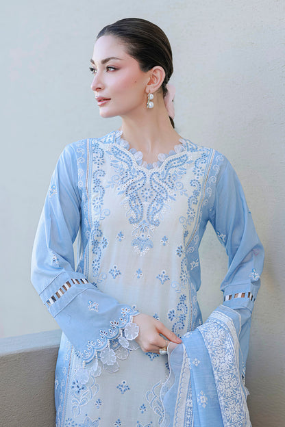 Sky Blue | Zellbury 3pc Unstitched Chikankari
