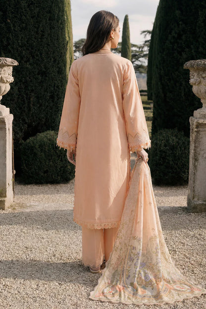 Peach | Zellbury 3pc Unstitched Chikankari
