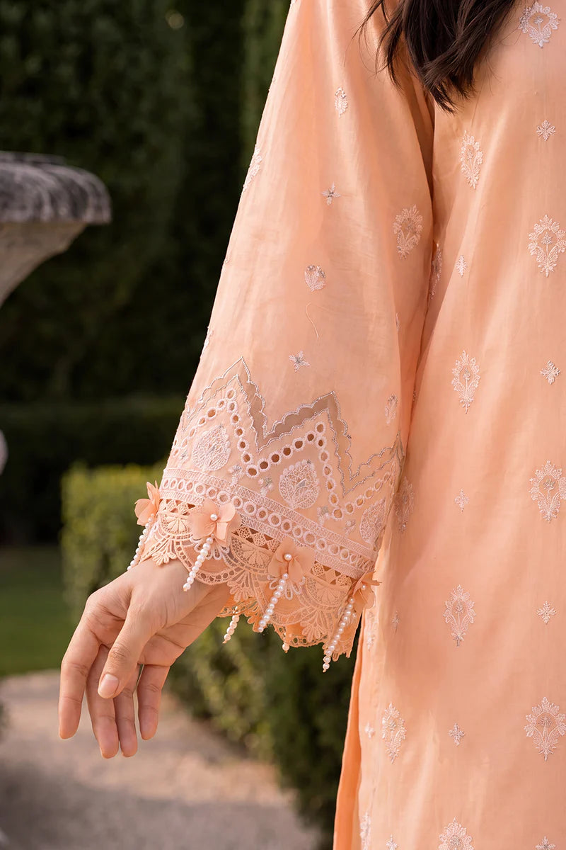 Peach | Zellbury 3pc Unstitched Chikankari