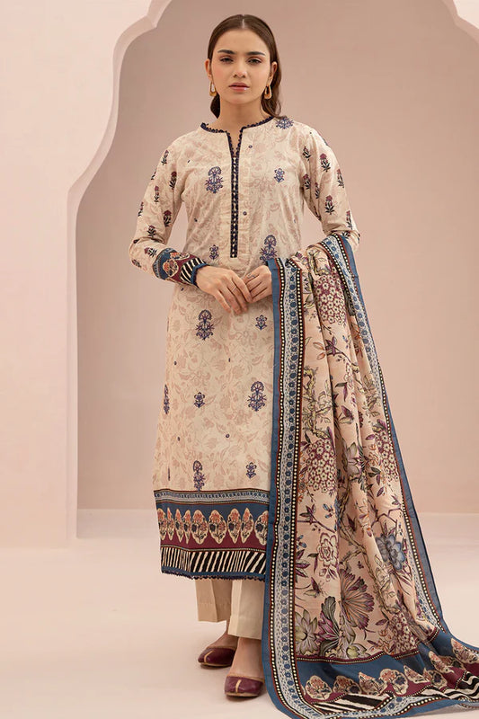 Off White | Zellbury 2pc Unstitched Embroidered Suit