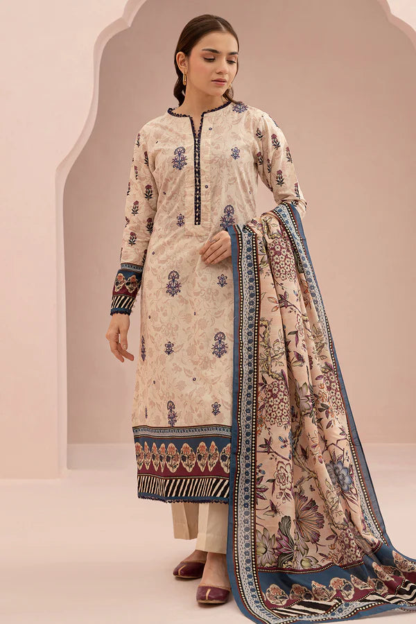 Off White | Zellbury 2pc Unstitched Embroidered Suit
