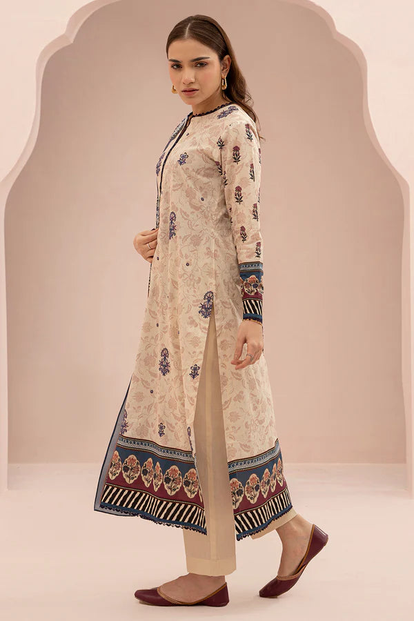 Off White | Zellbury 2pc Unstitched Embroidered Suit