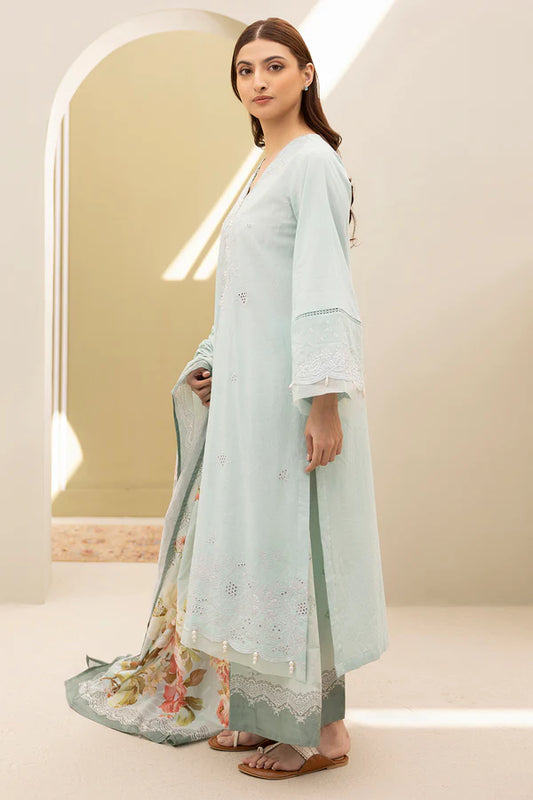 Mint | Zellbury 3pc Unstitched Embroidered Lawn Suit