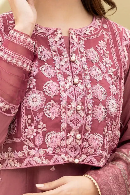 Tea Pink | Zellbury 3pc Unstitched Embroidered Lawn Suit