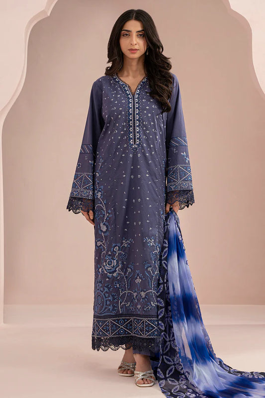 Blue | Zellbury 3pc Unstitched Embroidered Lawn Suit