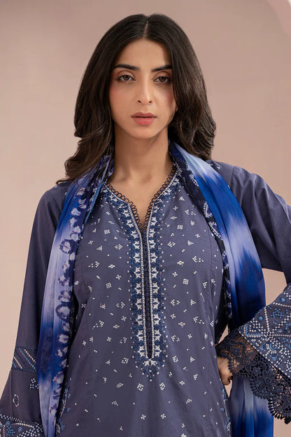 Blue | Zellbury 3pc Unstitched Embroidered Lawn Suit