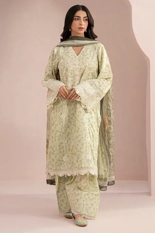 Light Green | Zellbury 3pc Unstitched Embroidered Lawn Suit