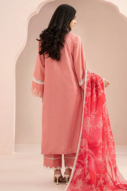 Pink | Zellbury 3pc Unstitched Embroidered Lawn Suit
