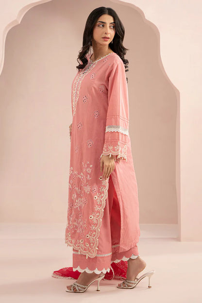 Pink | Zellbury 3pc Unstitched Embroidered Lawn Suit