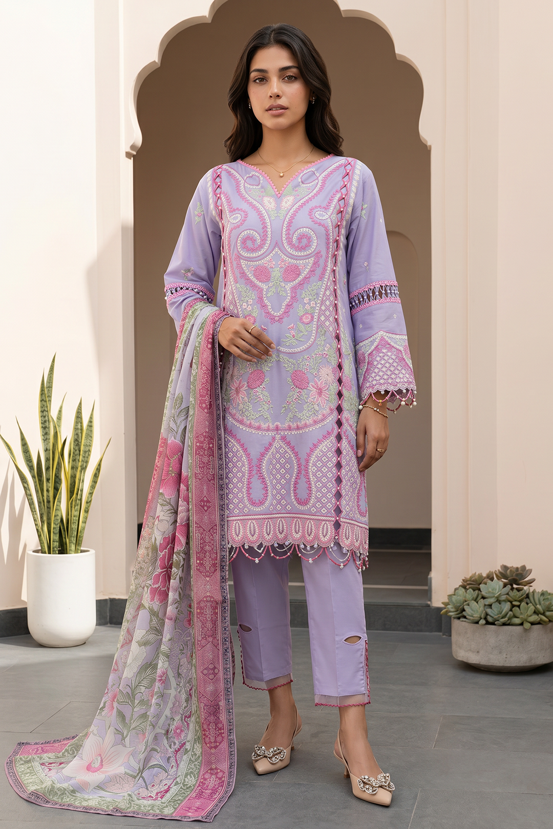 Lilac | Zellbury 3pc Unstitched Embroidered Lawn