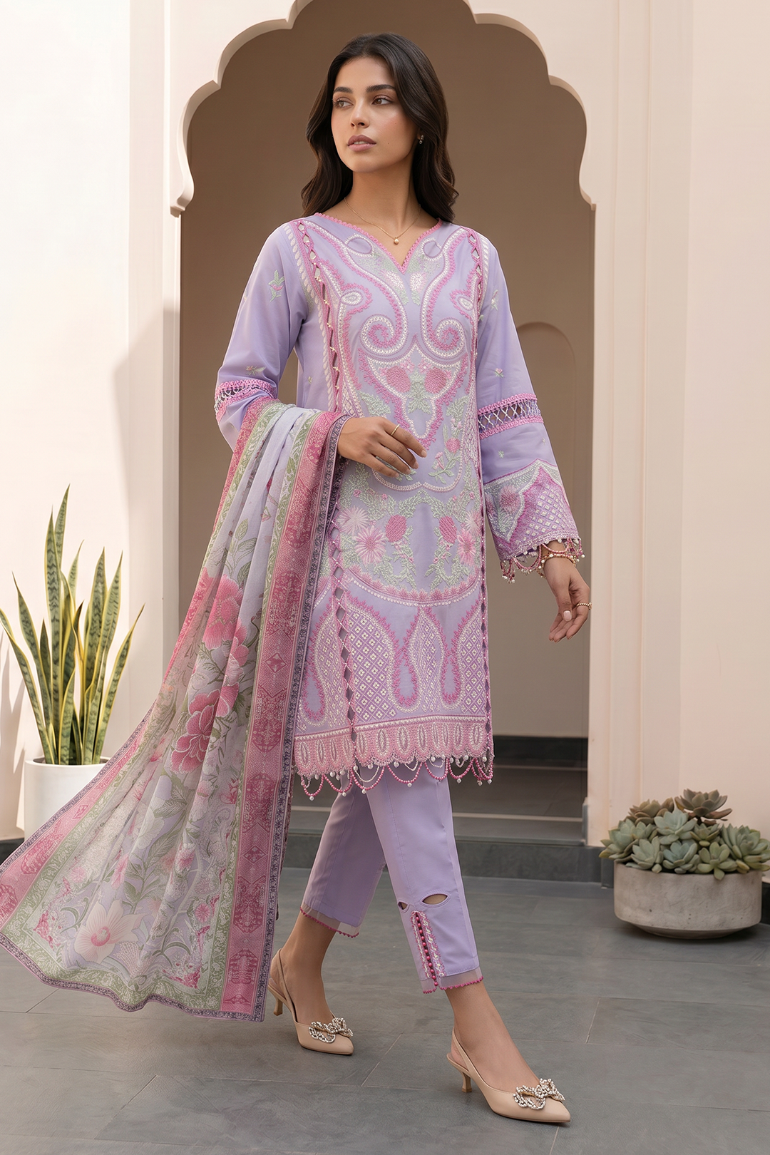 Lilac | Zellbury 3pc Unstitched Embroidered Lawn