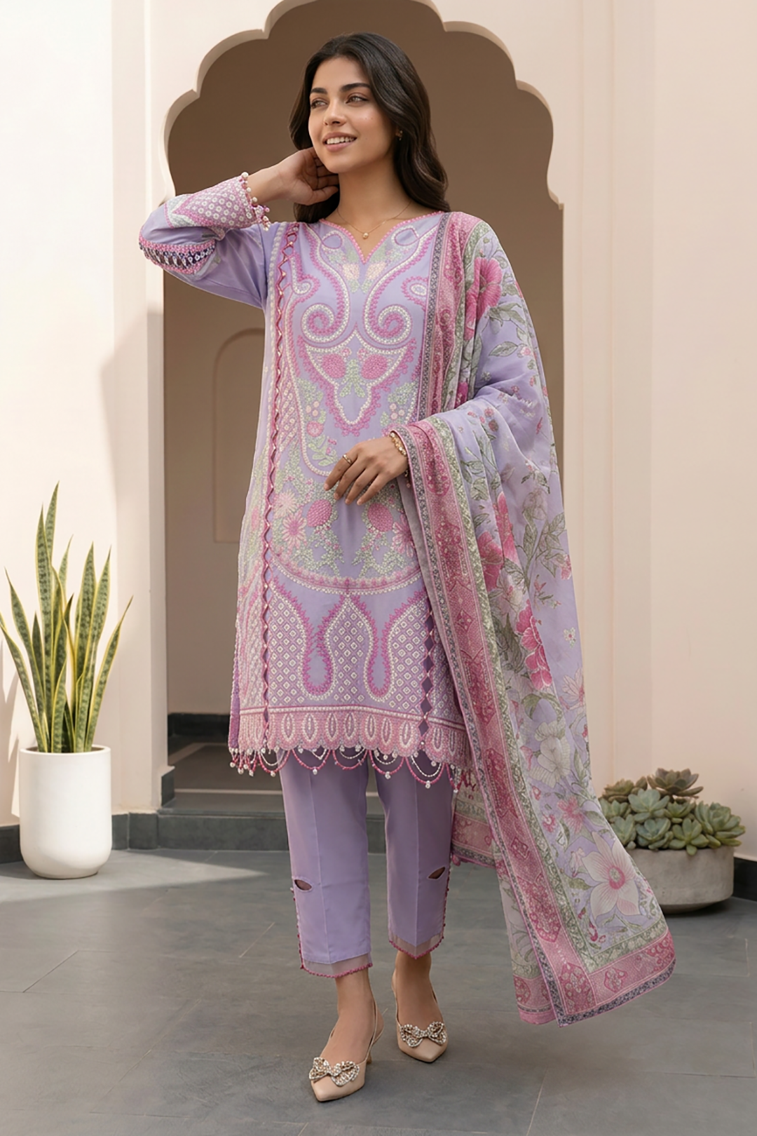 Lilac | Zellbury 3pc Unstitched Embroidered Lawn