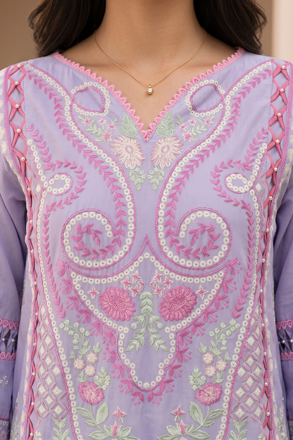 Lilac | Zellbury 3pc Unstitched Embroidered Lawn