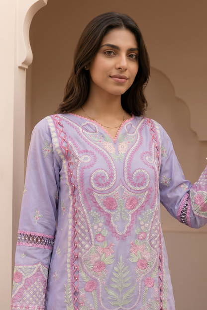Lilac | Zellbury 3pc Unstitched Embroidered Lawn