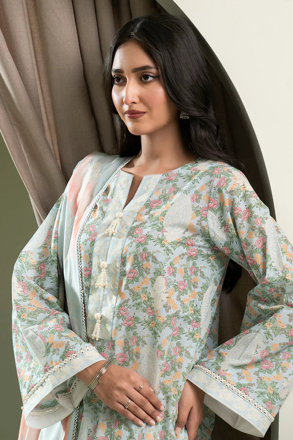 Sky Blue | Zellbury 2pc Unstitched Lawn Suit