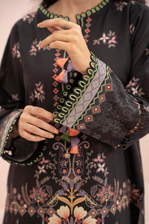 Black Zellbury 3pc Unstitched Lawn Suit – Stylish Pakistani Lawn Outfit 2025