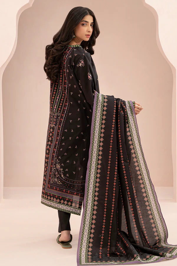 Black Zellbury 3pc Unstitched Lawn Suit – Stylish Pakistani Lawn Outfit 2025