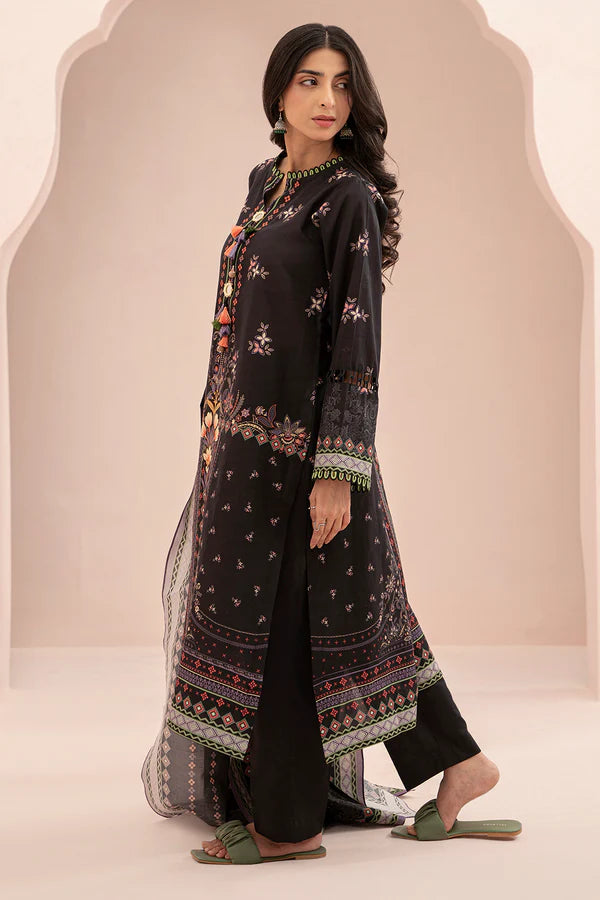 Black Zellbury 3pc Unstitched Lawn Suit – Stylish Pakistani Lawn Outfit 2025