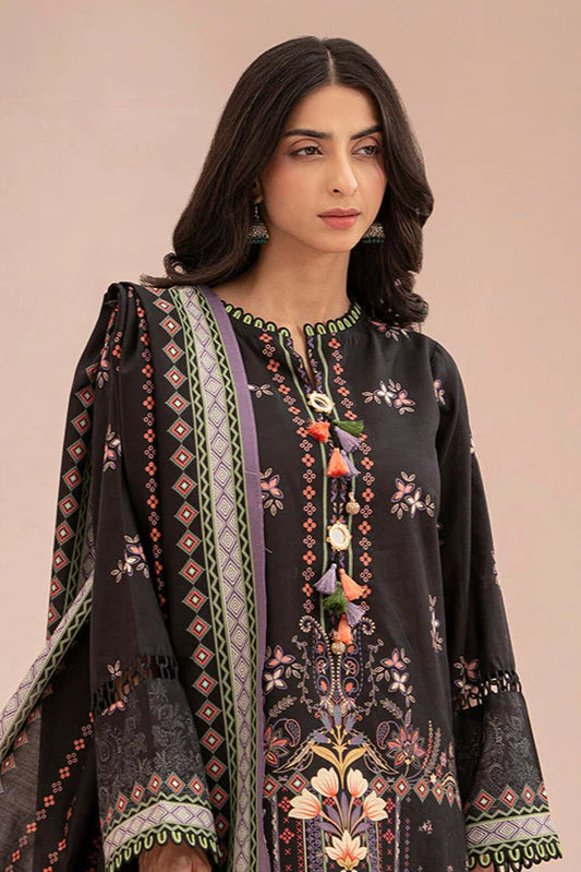 Black Zellbury 3pc Unstitched Lawn Suit – Stylish Pakistani Lawn Outfit 2025