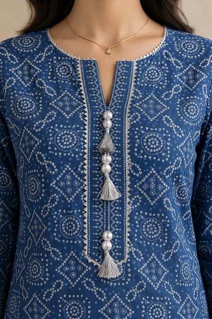 Blue | Zellbury 2pc Unstitched Embroidered Lawn