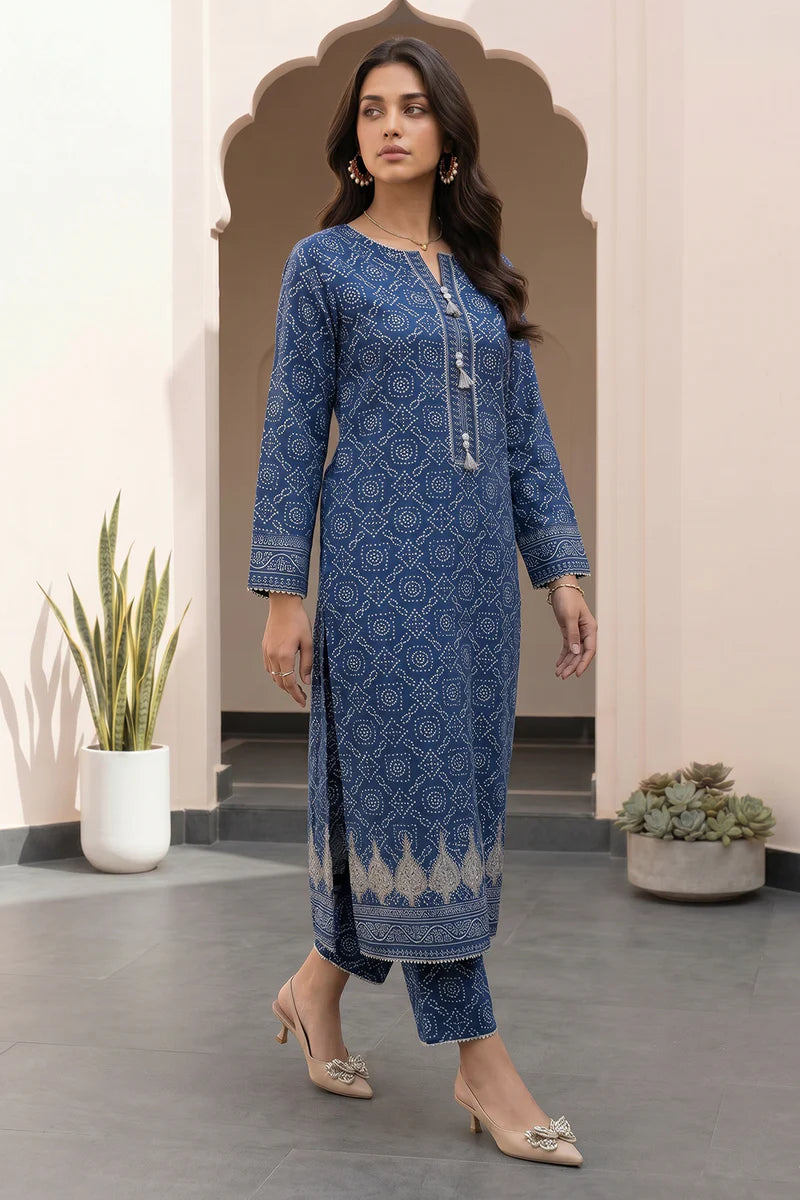 Blue | Zellbury 2pc Unstitched Embroidered Lawn