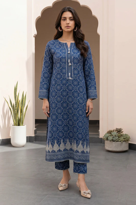 Blue | Zellbury 2pc Unstitched Embroidered Lawn