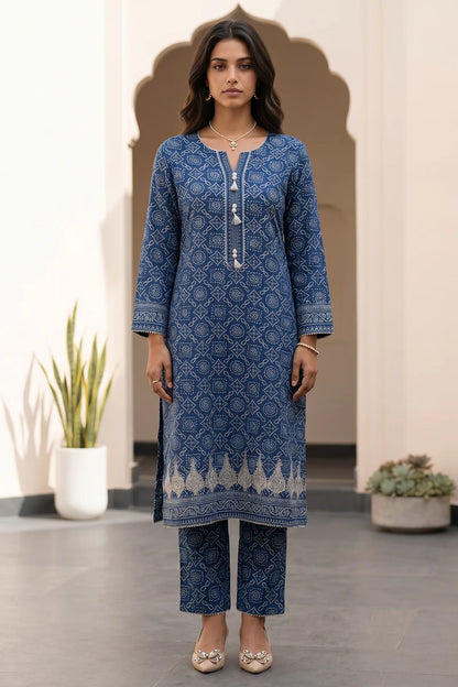 Blue | Zellbury 2pc Unstitched Embroidered Lawn
