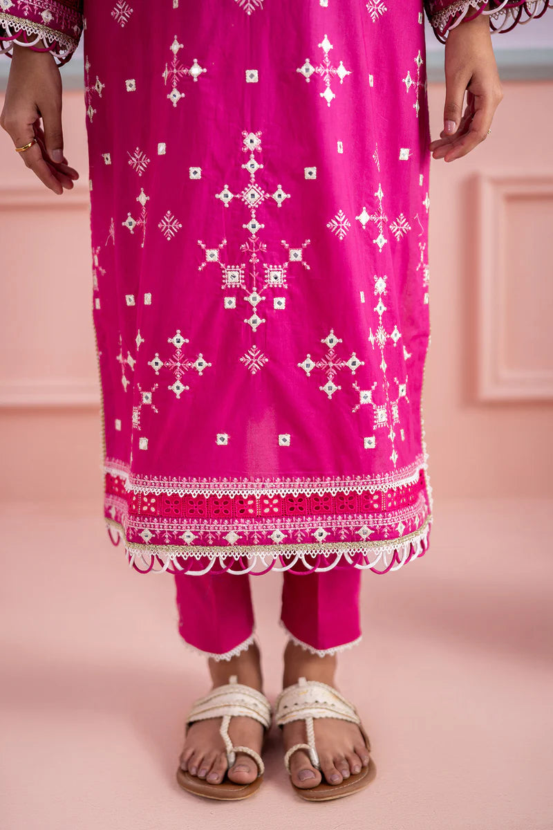Pink | Zellbury 2pc Unstitched Embroidered Lawn