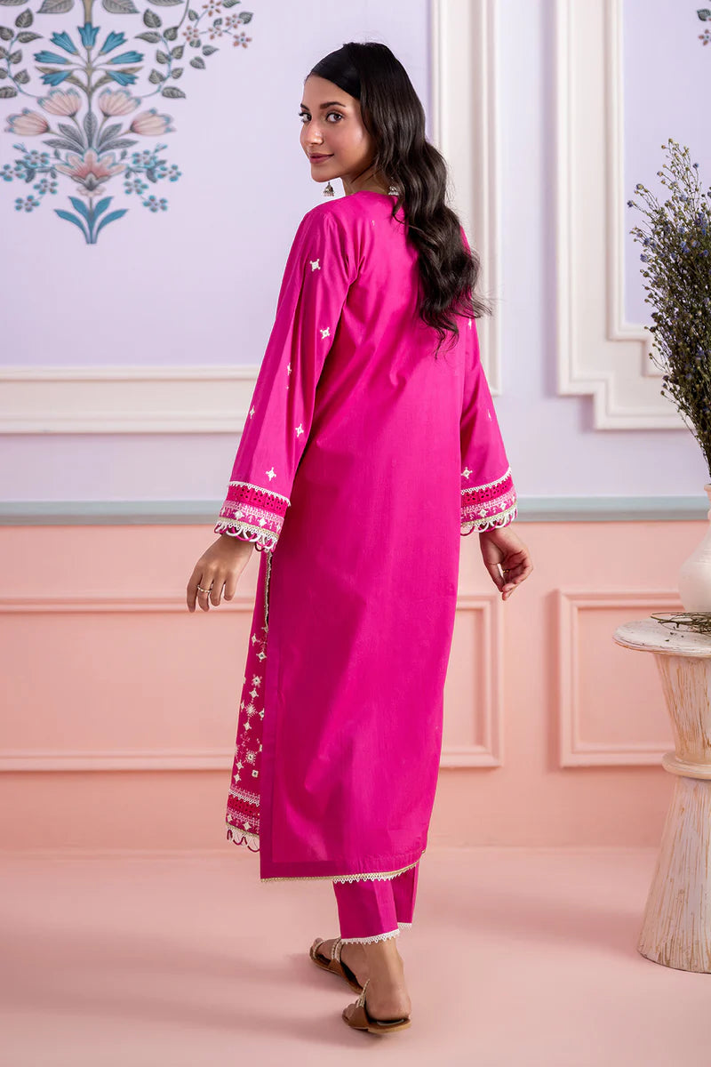 Pink | Zellbury 2pc Unstitched Embroidered Lawn