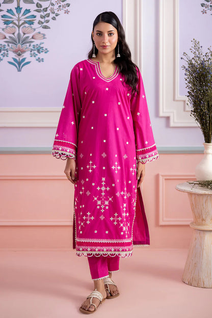 Pink | Zellbury 2pc Unstitched Embroidered Lawn