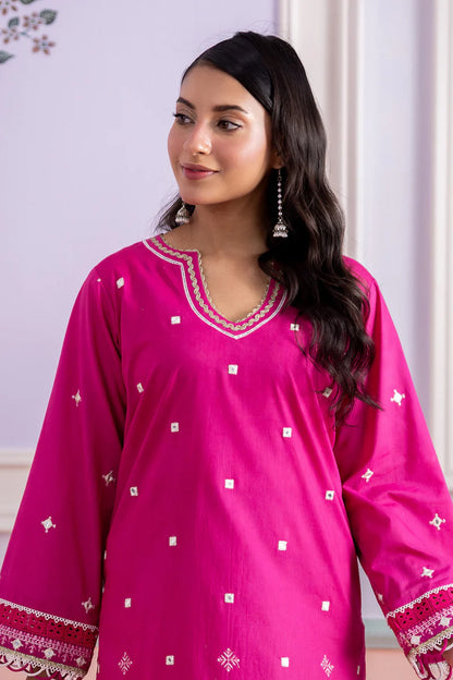 Pink | Zellbury 2pc Unstitched Embroidered Lawn