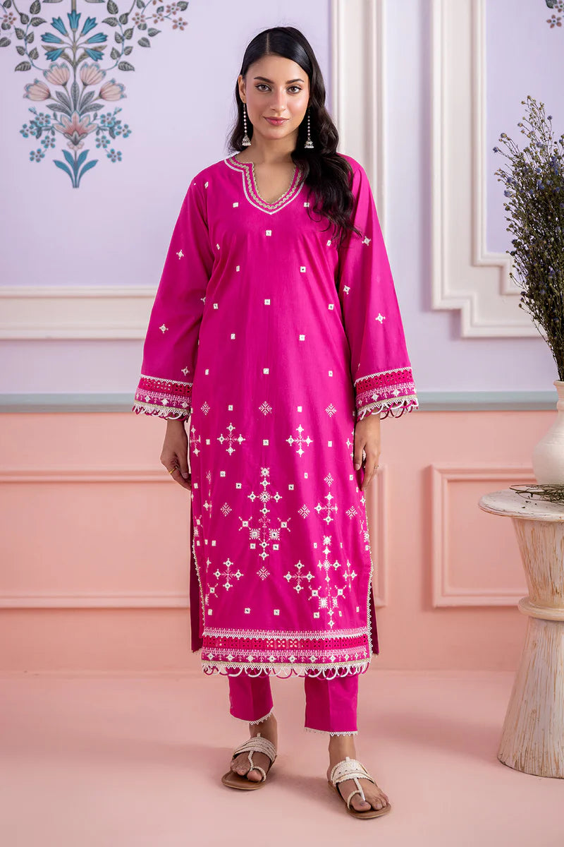 Pink | Zellbury 2pc Unstitched Embroidered Lawn