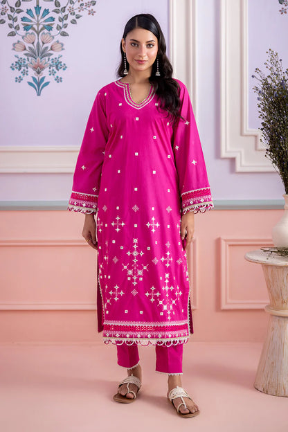 Pink | Zellbury 2pc Unstitched Embroidered Lawn