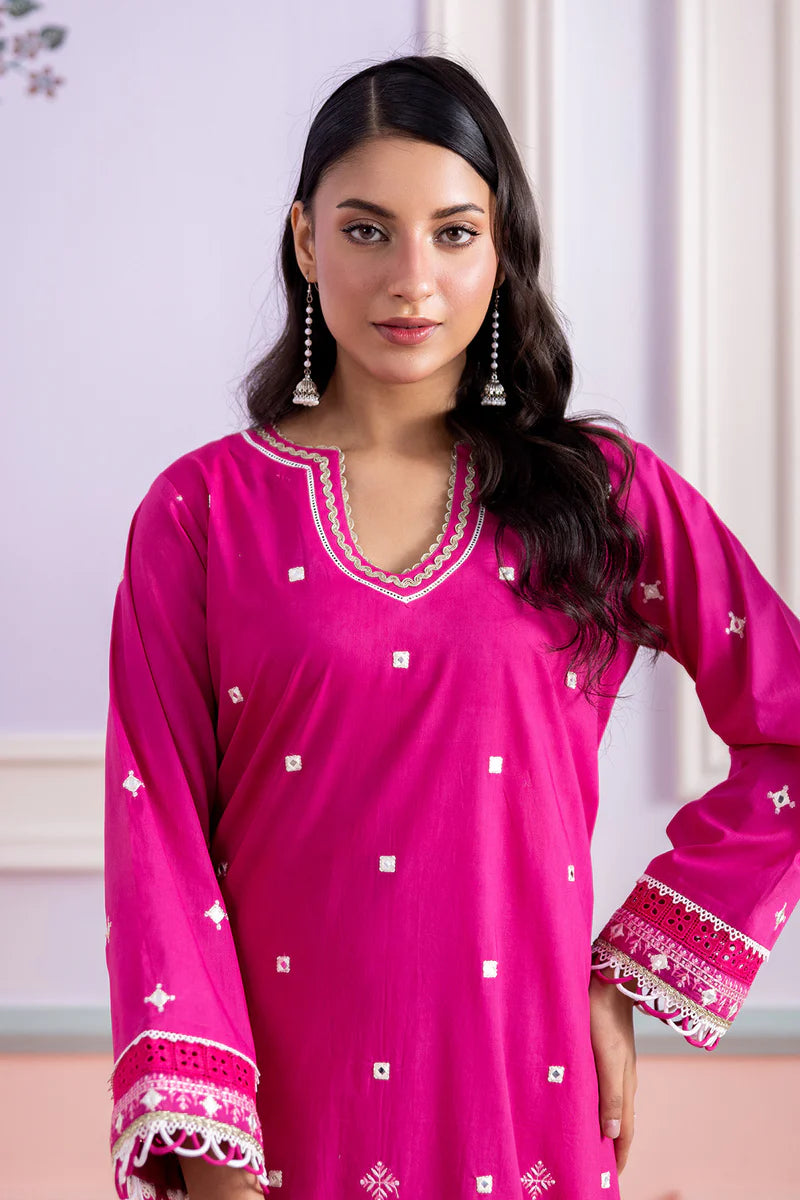 Pink | Zellbury 2pc Unstitched Embroidered Lawn
