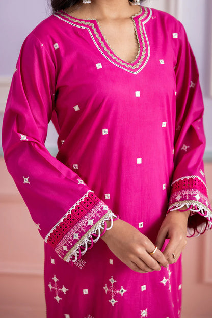 Pink | Zellbury 2pc Unstitched Embroidered Lawn