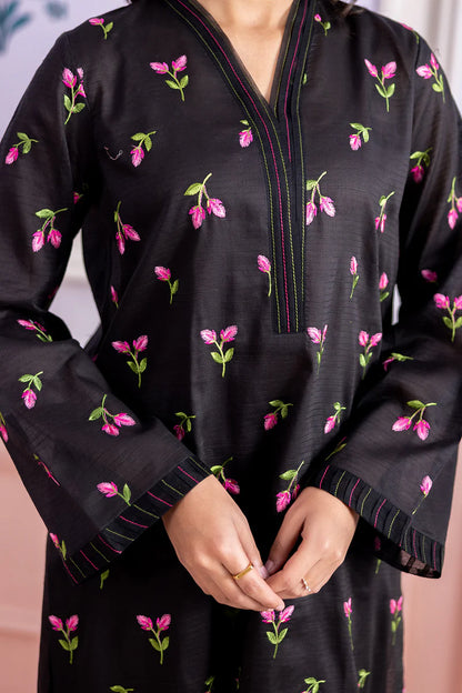 Black | Zellbury 2pc Unstitched Embroidered Textured Lawn
