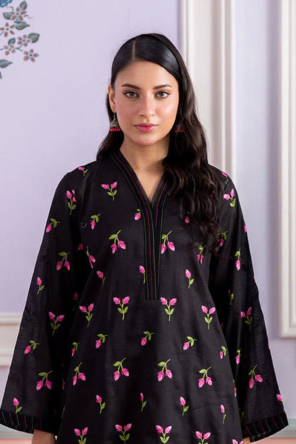 Black | Zellbury 2pc Unstitched Embroidered Textured Lawn