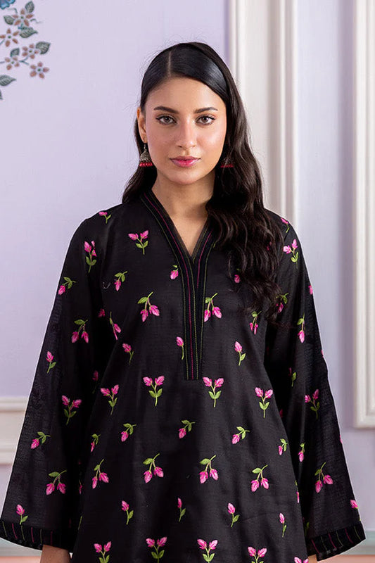 Black | Zellbury 2pc Unstitched Embroidered Textured Lawn