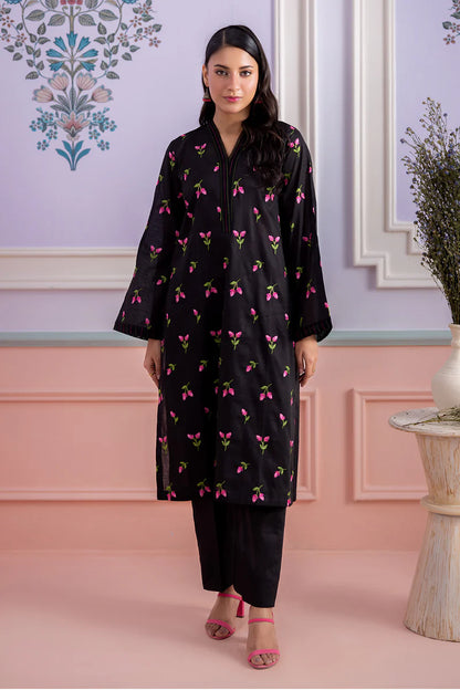 Black | Zellbury 2pc Unstitched Embroidered Textured Lawn