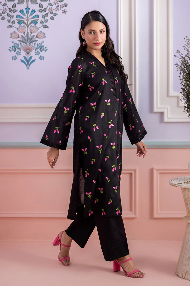 Black | Zellbury 2pc Unstitched Embroidered Textured Lawn