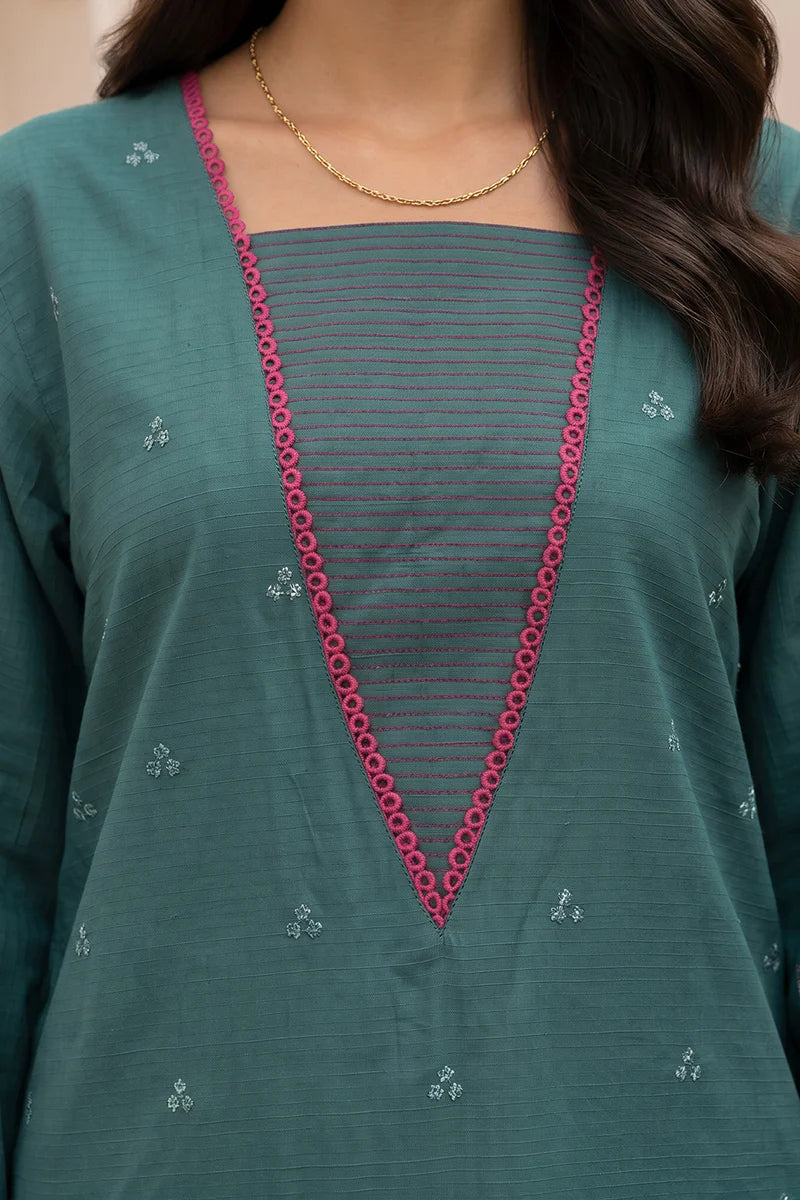 Green | Zellbury 2pc Unstitched Embroidered Textured Lawn