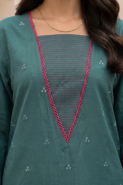 Green | Zellbury 2pc Unstitched Embroidered Textured Lawn