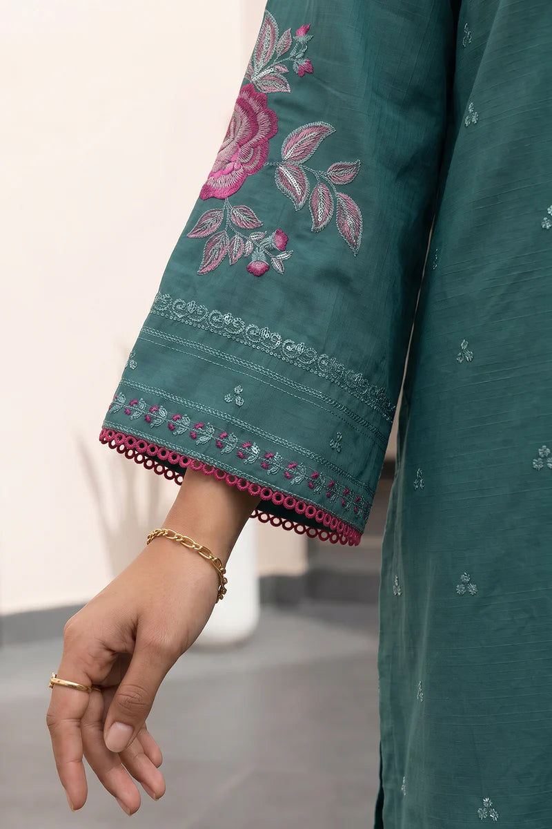 Green | Zellbury 2pc Unstitched Embroidered Textured Lawn
