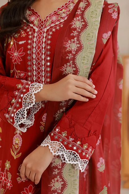 Maroon | Zellbury 3pc Unstitched Embroidered Lawn