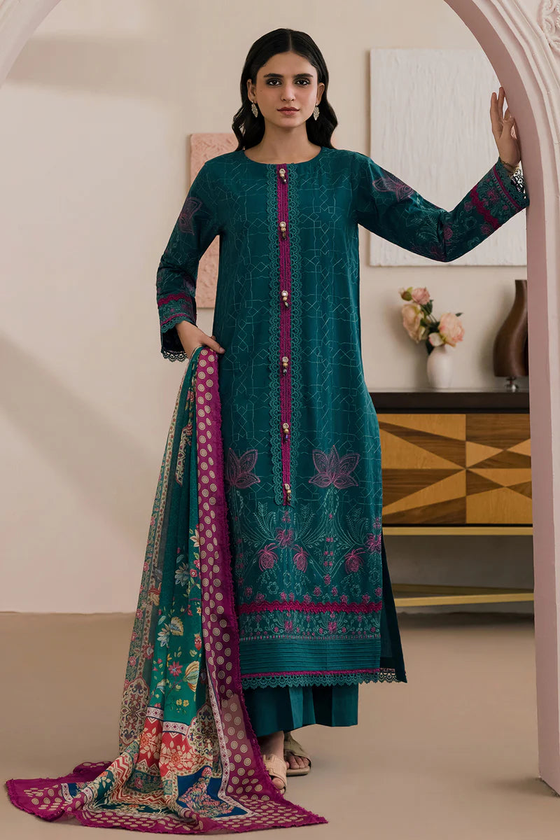 Green | Zellbury 3pc Unstitched Embroidered Lawn