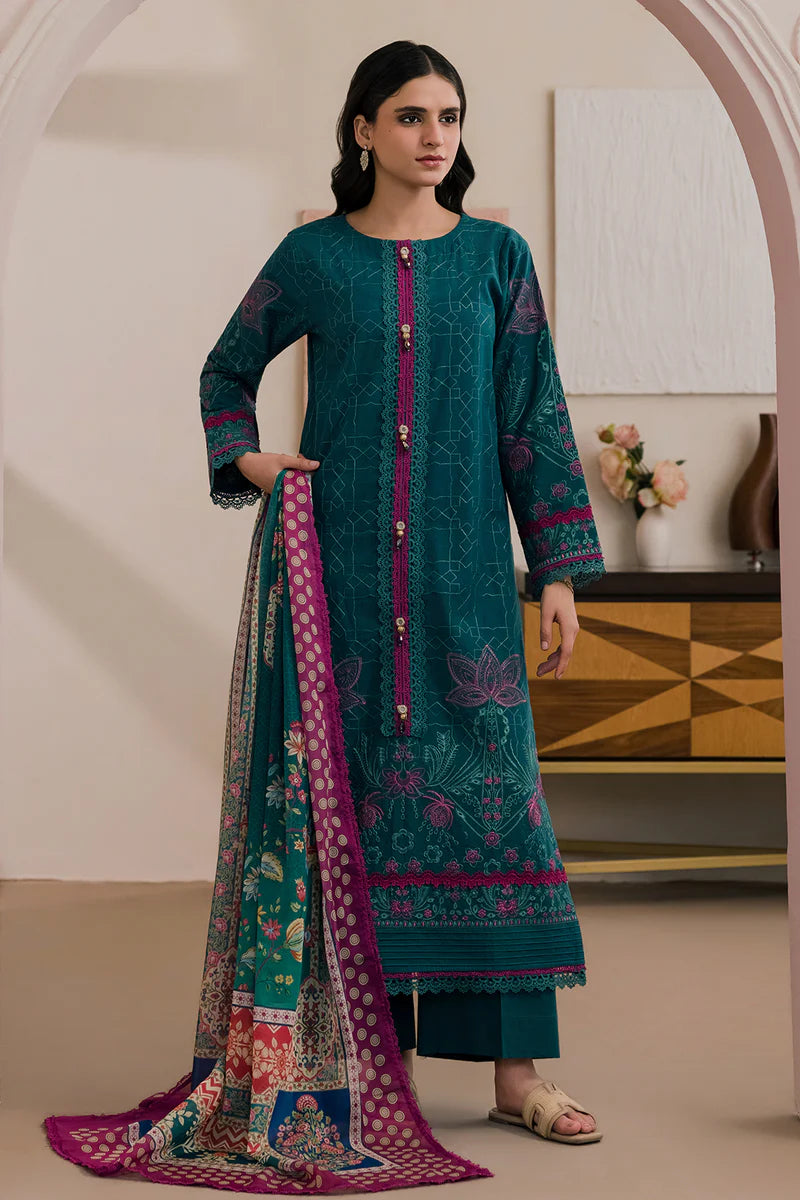 Green | Zellbury 3pc Unstitched Embroidered Lawn