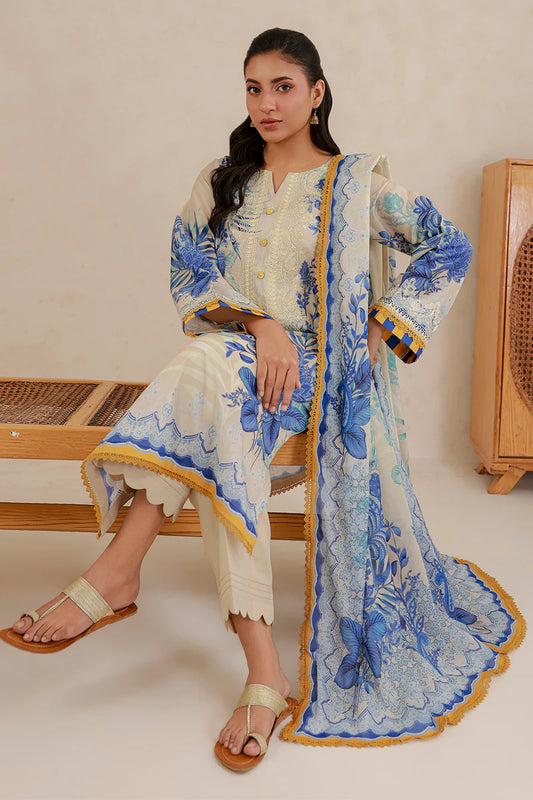 Off White | Zellbury 3pc Unstitched Embroidered Lawn